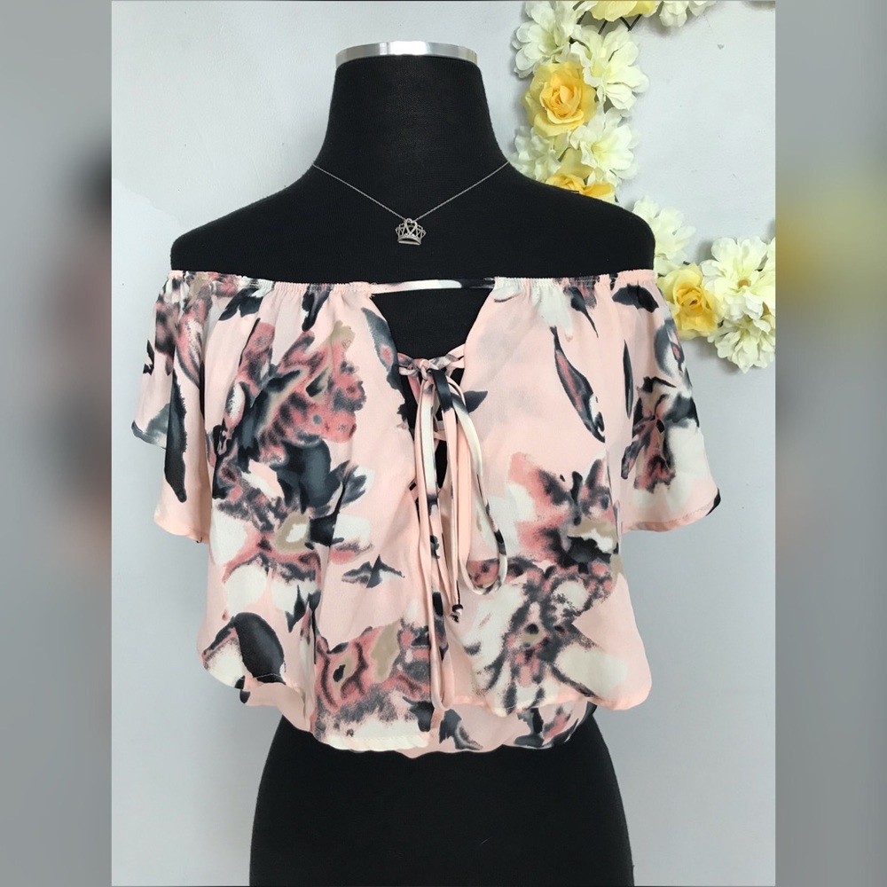 Off the shoulder pink crop top